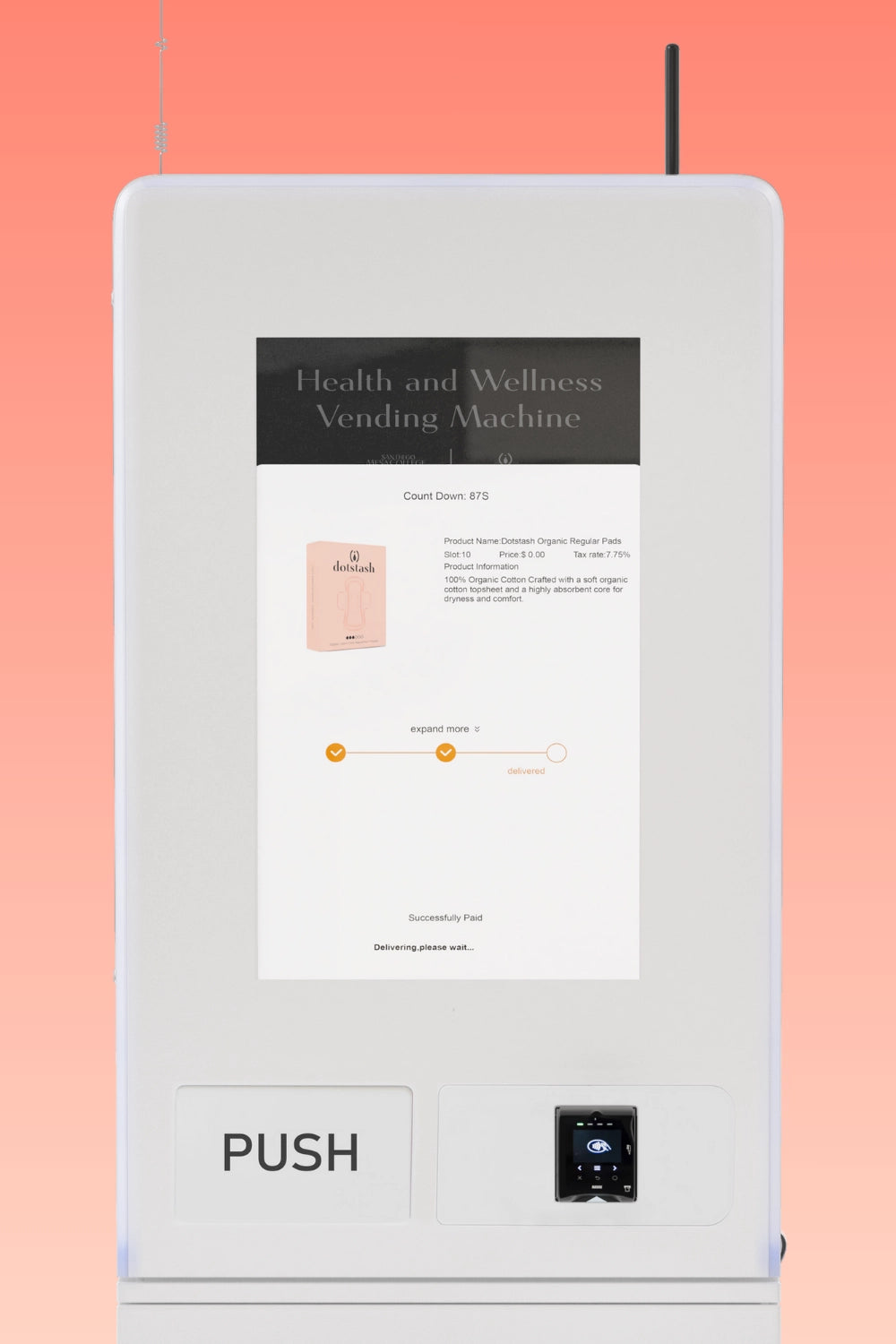 Dotstash Smart Health & Wellness Vending Machine Campuses Touch Screen