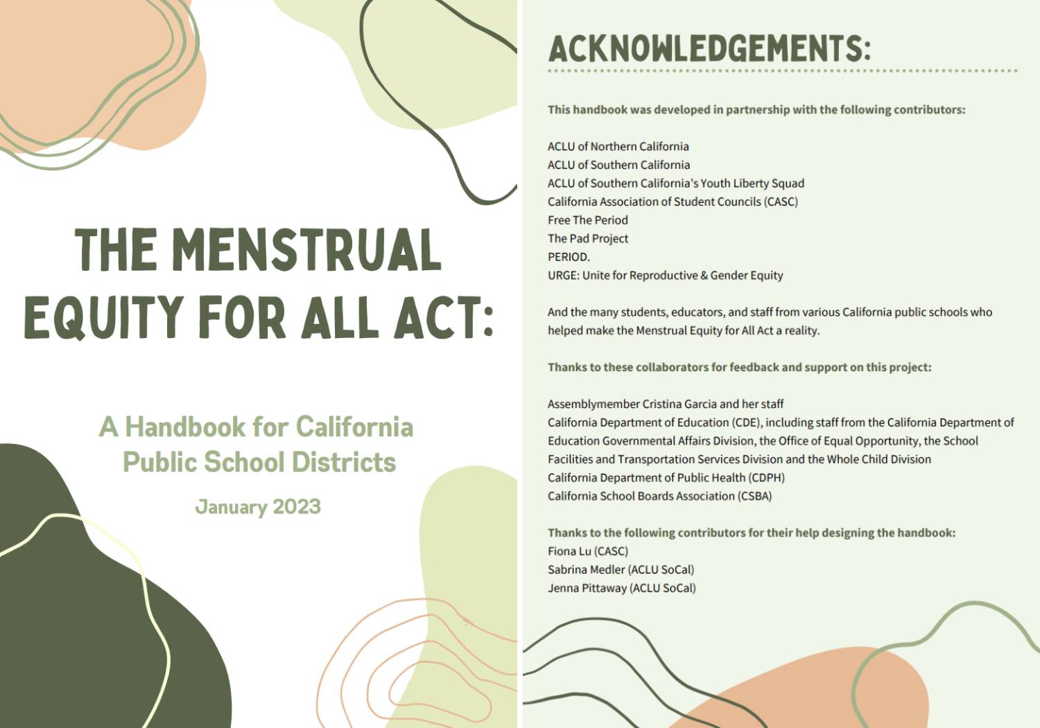 Menstrual Equity handbook for CA Public School Districts