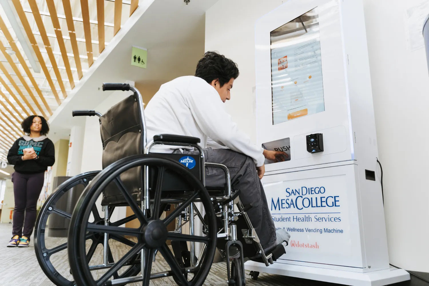 Accessible Health and Wellness Vending Machine at San Diego Mesa College providing inclusive 24/7 student health access.